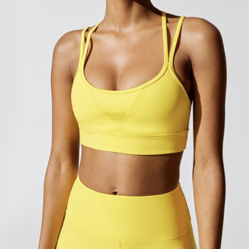 nwt ALALA peak bra blazing yellow L
